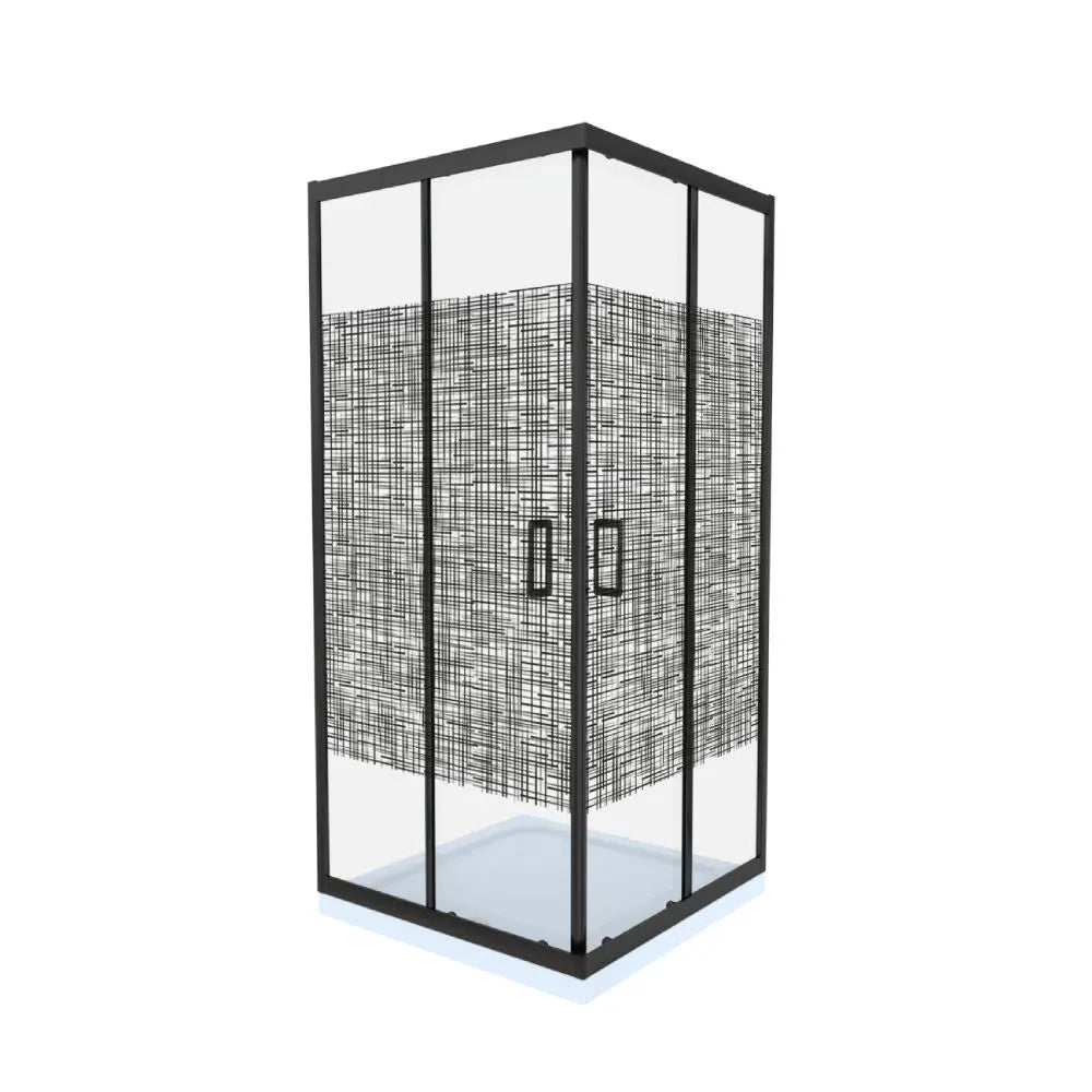 Cabina de dus, patrata, 800 x 800 x 1900 mm, sticla cu model, 6 mm, profil negru