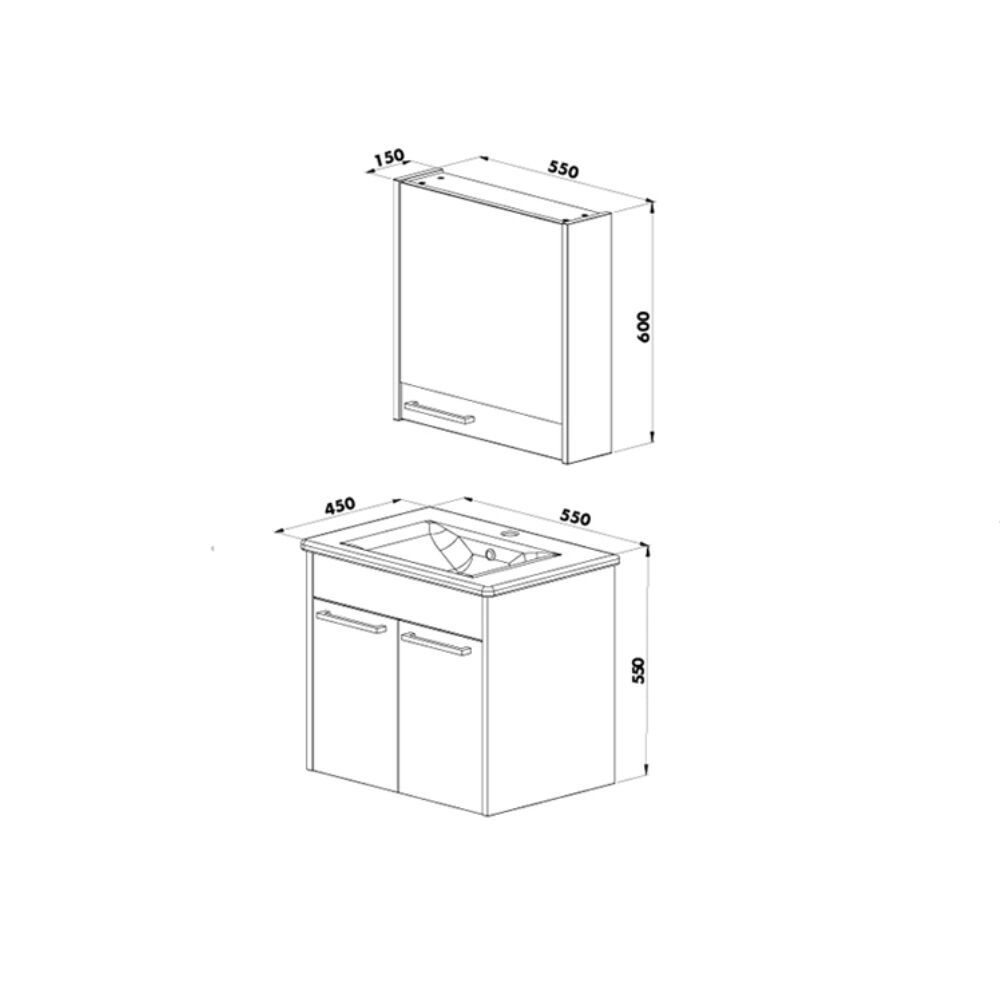 Set mobilier baie Ema, 3 piese