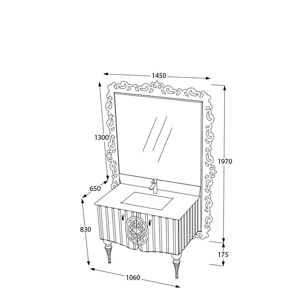 Set mobilier baie Golden, 3 piese, 145 cm